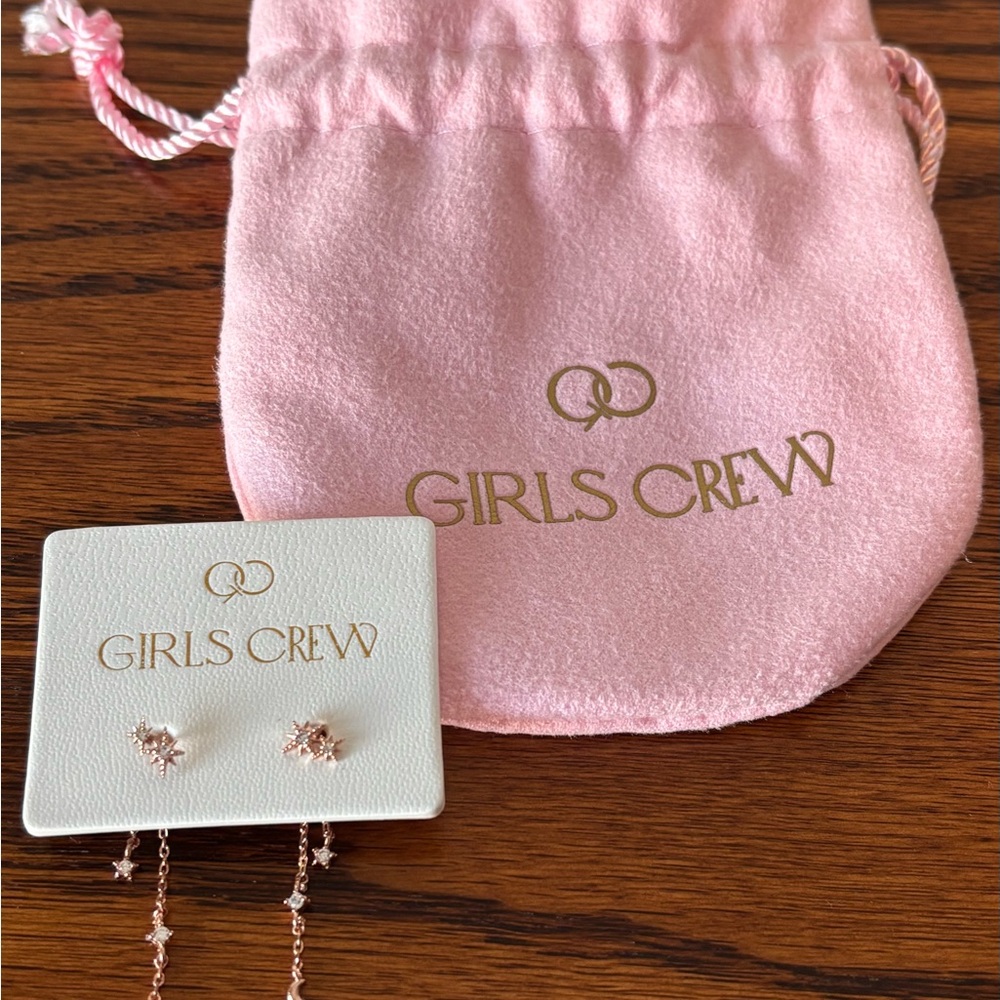 Girls Crew Rosegold Earrings with Pouch